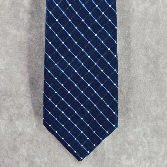 Geoffrey Beene Blue White Dot 62% Poly 38% Silk Handmade Men's Neck Tie NWOT - Picture 1 of 6